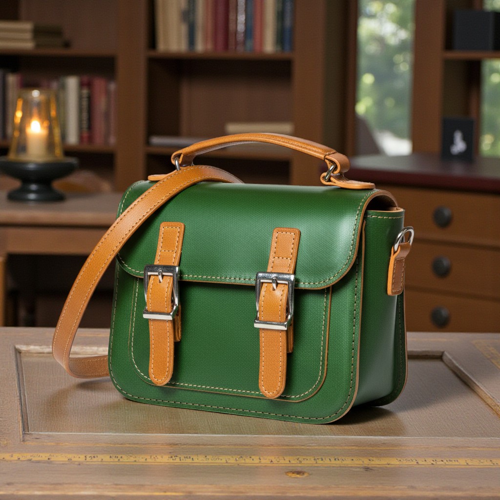 The Signature "Emerald Forest" Genuine Cow Leather Bag - 19x16cm Handcrafted Heritage Handbag