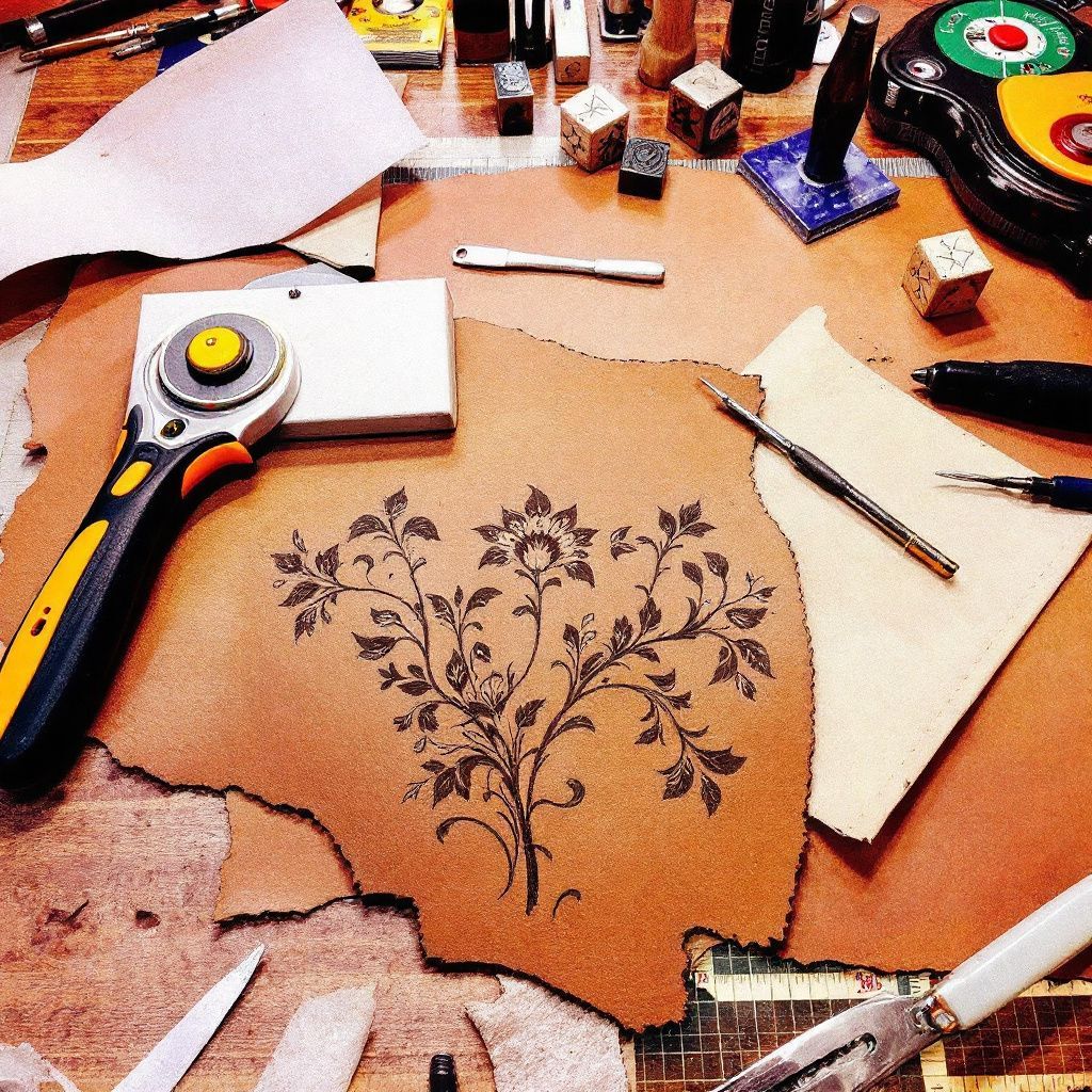 Leather tools with stamped leather design