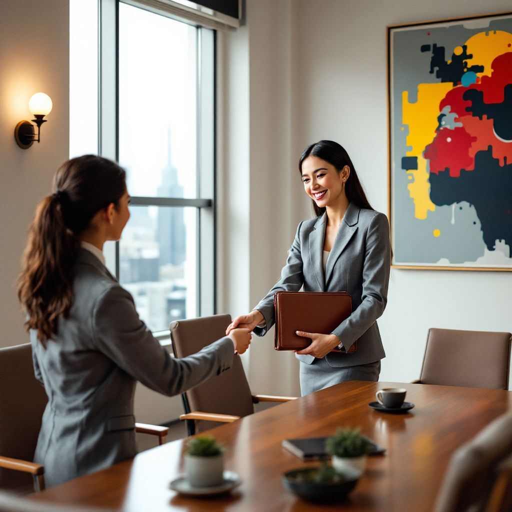 usinessperson receiving a handmade leather folder as a corporate gift