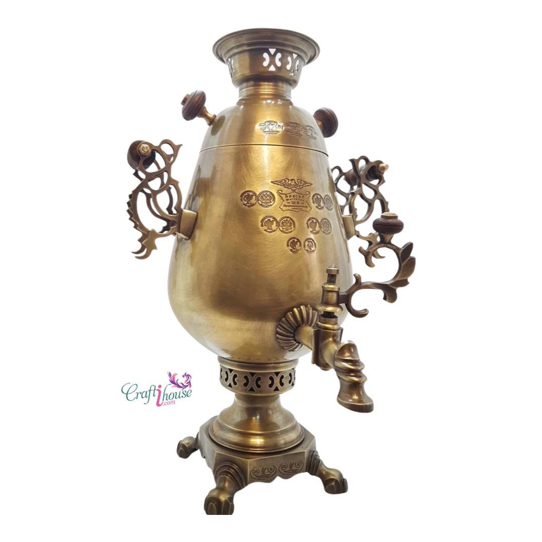 Decorative Coal Samovar Brass Traditional Persian 6-Liter