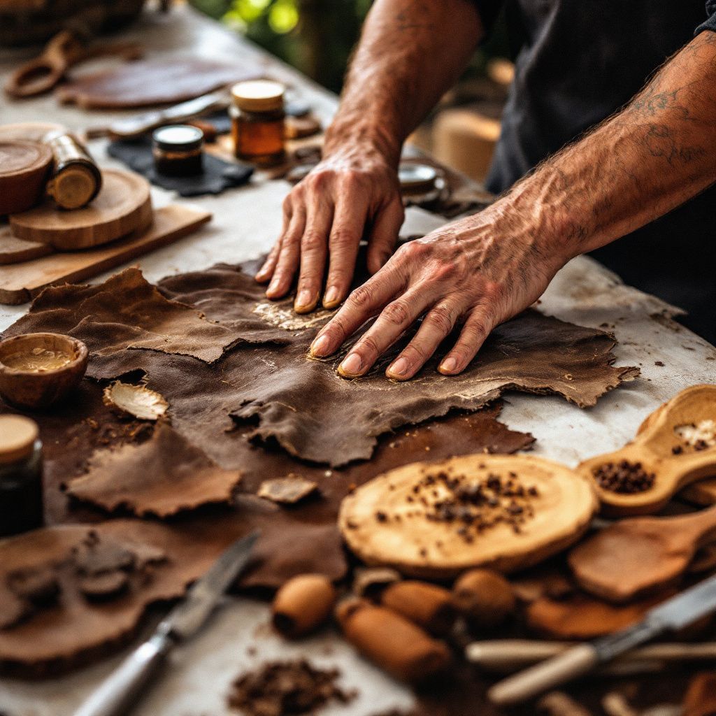Traditional leather tanning process using natural ingredients